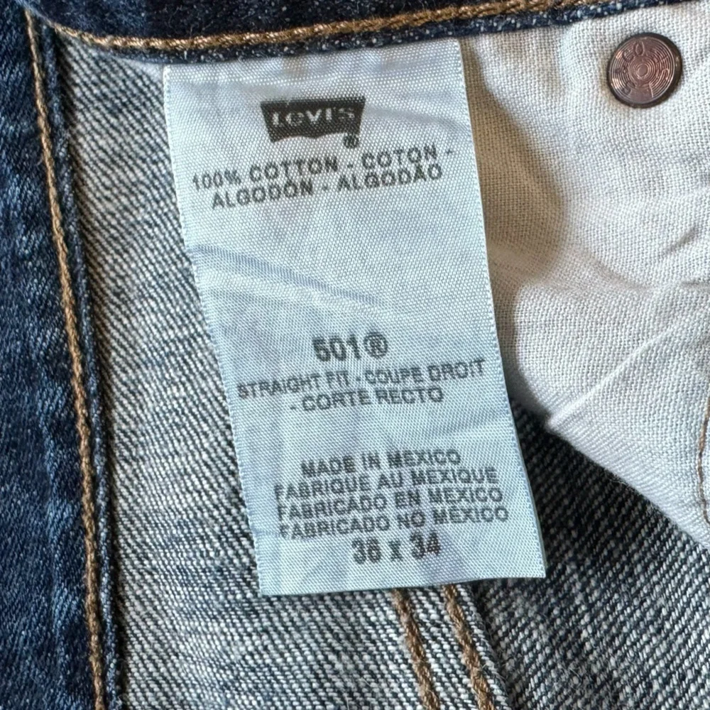 Levi's 501 100% Cotton Button Fly Straight Jeans‎ Dark Blue 36 x 34